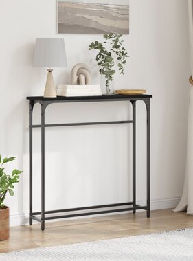 VidaXL Console Tafel Zwart Eiken 75x19,5x75 cm Engineered Wood