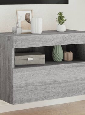 VidaXL Tv-wandmeubel met LED-verlichting 60x30x40 cm grijs sonoma