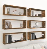 VidaXL Wandschappen kubus 6 st 60x15x23 cm bewerkt hout gerookt eiken