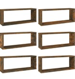VidaXL Wandschappen kubus 6 st 60x15x23 cm bewerkt hout gerookt eiken