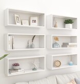 VidaXL Wandschappen kubus 6 st 60x15x23 cm spaanplaat wit