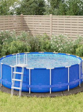 VidaXL Zwembadgrondzeil Ø396 cm polyester geotextiel lichtgrijs