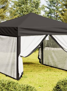 VidaXL Partytent inklapbaar met zijwanden 3x3 m antracietkleurig