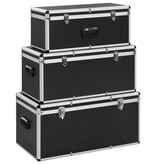 VidaXL Opbergkoffers 3 st aluminium zwart