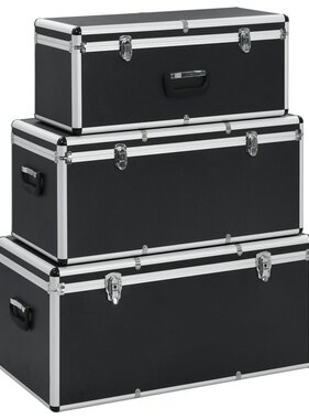 VidaXL Opbergkoffers 3 st aluminium zwart
