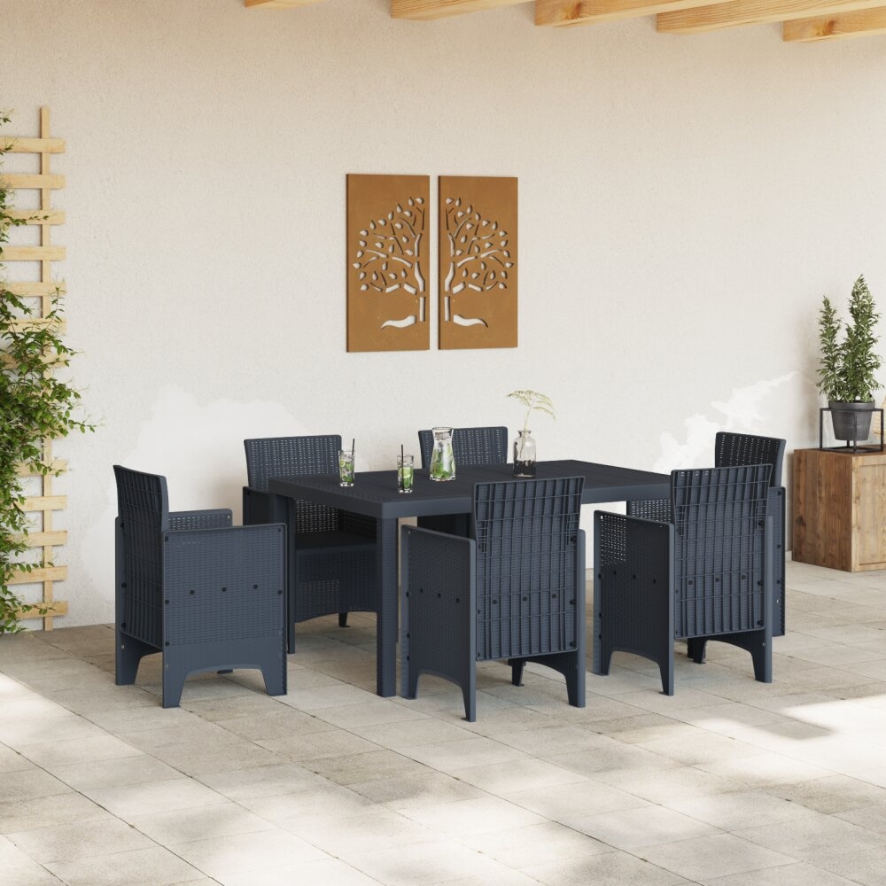 VidaXL Tuintafel Anthraciet 150x100x73 cm Poly Rattan