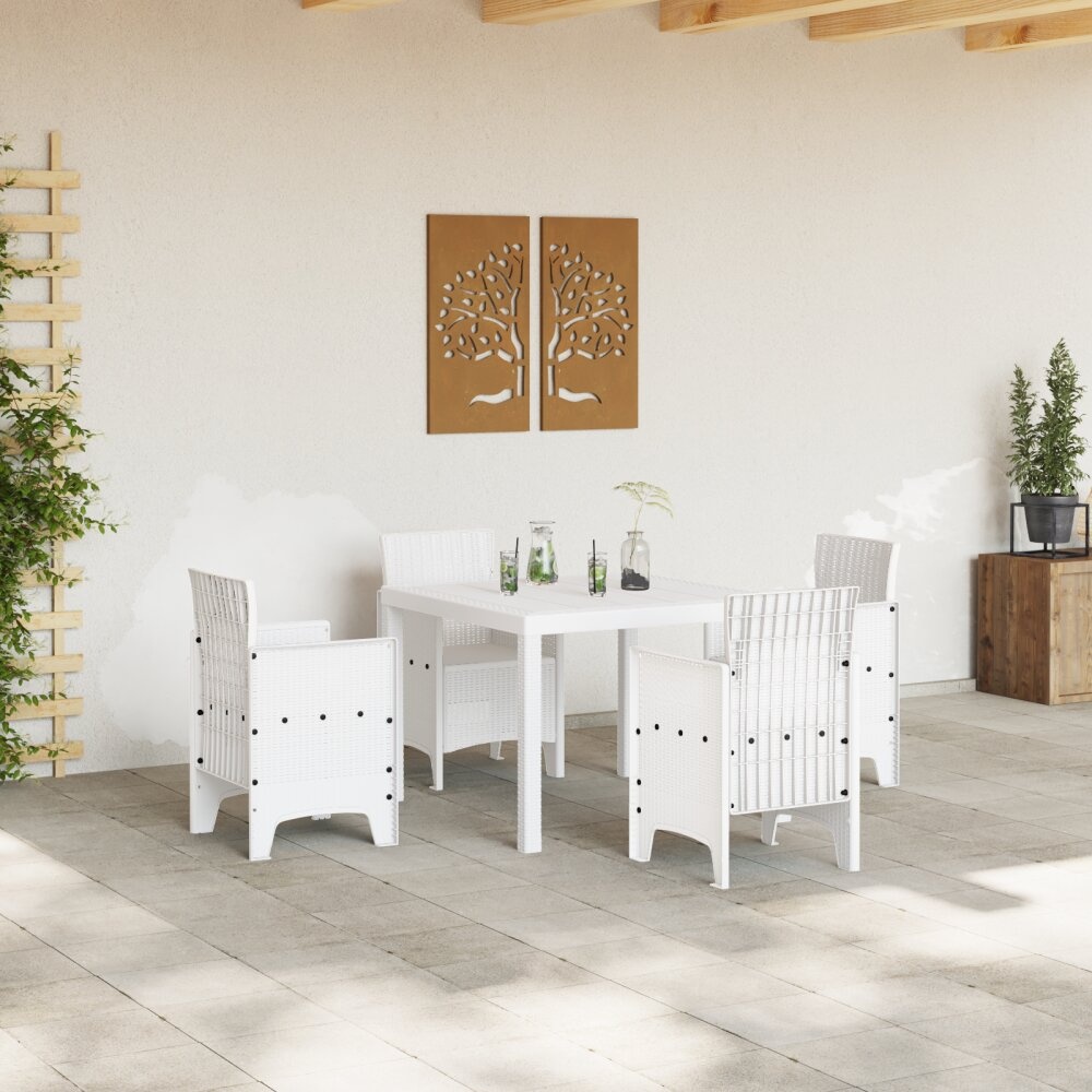 VidaXL Tuin Tafel Wit 100x100x73 cm Poly Rattan