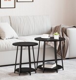 VidaXL Bijzettafel 2 stuks Zwart Eikenhout en Metaal