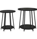 VidaXL Bijzettafel 2 stuks Zwart Eikenhout en Metaal