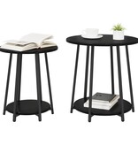 VidaXL Bijzettafel 2 stuks Zwart Eikenhout en Metaal