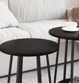 VidaXL Bijzettafel 2 stuks Zwart Eikenhout en Metaal