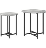 VidaXL 2-delige Bijzettafelset hout en metaal grijs sonoma eikenkleur