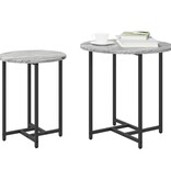 VidaXL 2-delige Bijzettafelset hout en metaal grijs sonoma eikenkleur