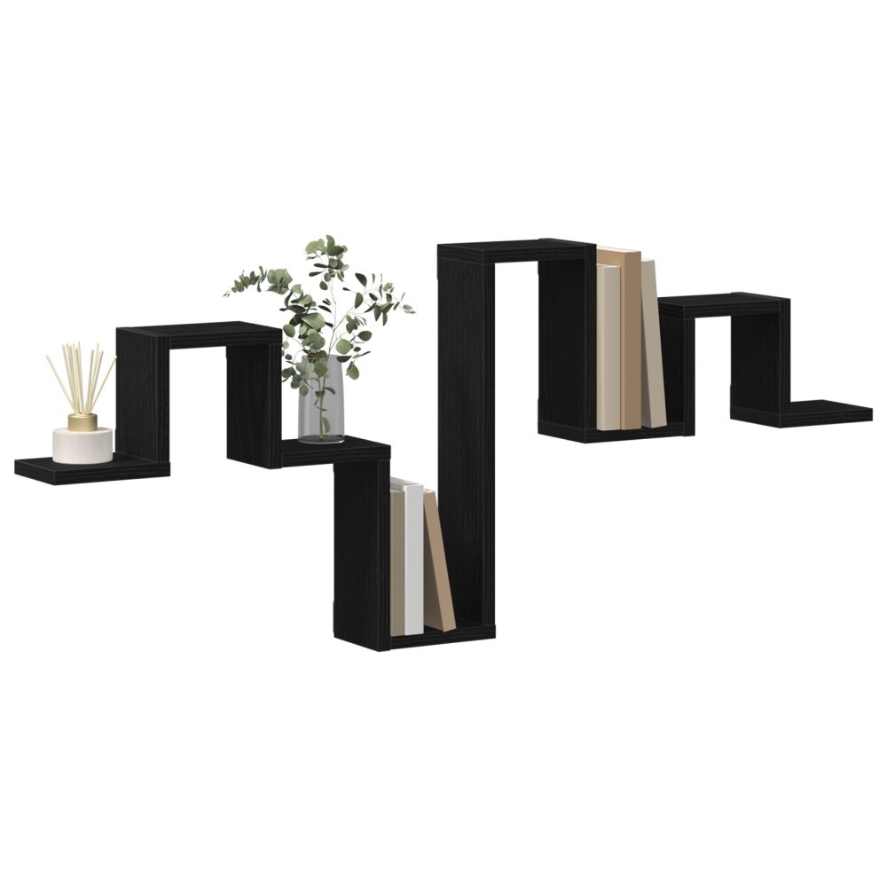 VidaXL Wandplank Zwart Eiken 104,5x10x43 cm Bewerkt Hout