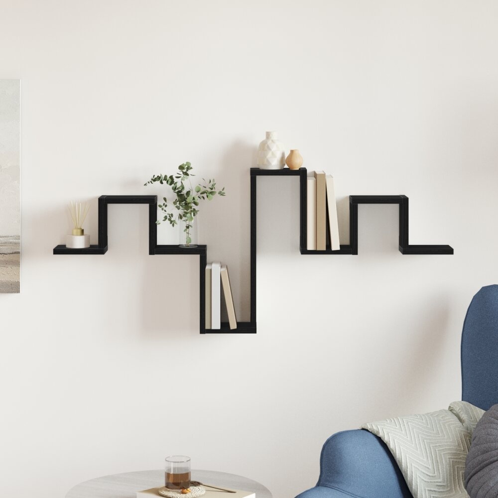 VidaXL Wandplank Zwart Eiken 104,5x10x43 cm Bewerkt Hout