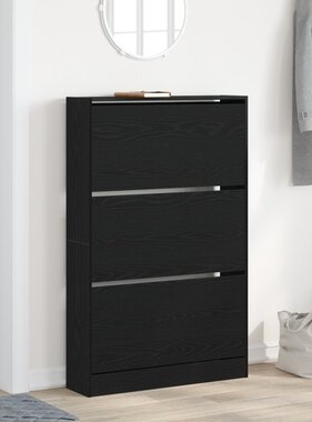 VidaXL Schoenenkast Zwart Eiken 80x21x125,5 cm Bewerkt Hout