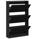 VidaXL Schoenenkast Zwart Eiken 80x21x125,5 cm Bewerkt Hout