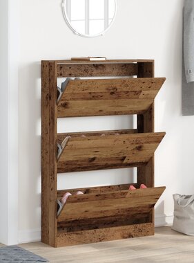 VidaXL Schoenenkast Oude Hout 80x21x125,5 cm Engineered Wood