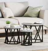 VidaXL 3-delige Bijzettafelset bewerkt hout grijs sonoma eikenkleurig