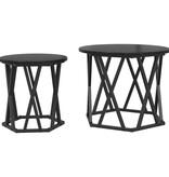 VidaXL 2-delige Bijzettafelset bewerkt hout zwart eikenkleurig