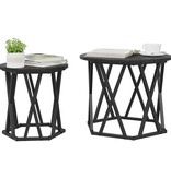 VidaXL 2-delige Bijzettafelset bewerkt hout zwart eikenkleurig