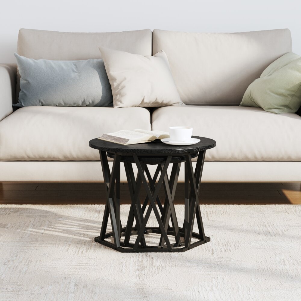 VidaXL 2-delige Bijzettafelset bewerkt hout zwart eikenkleurig