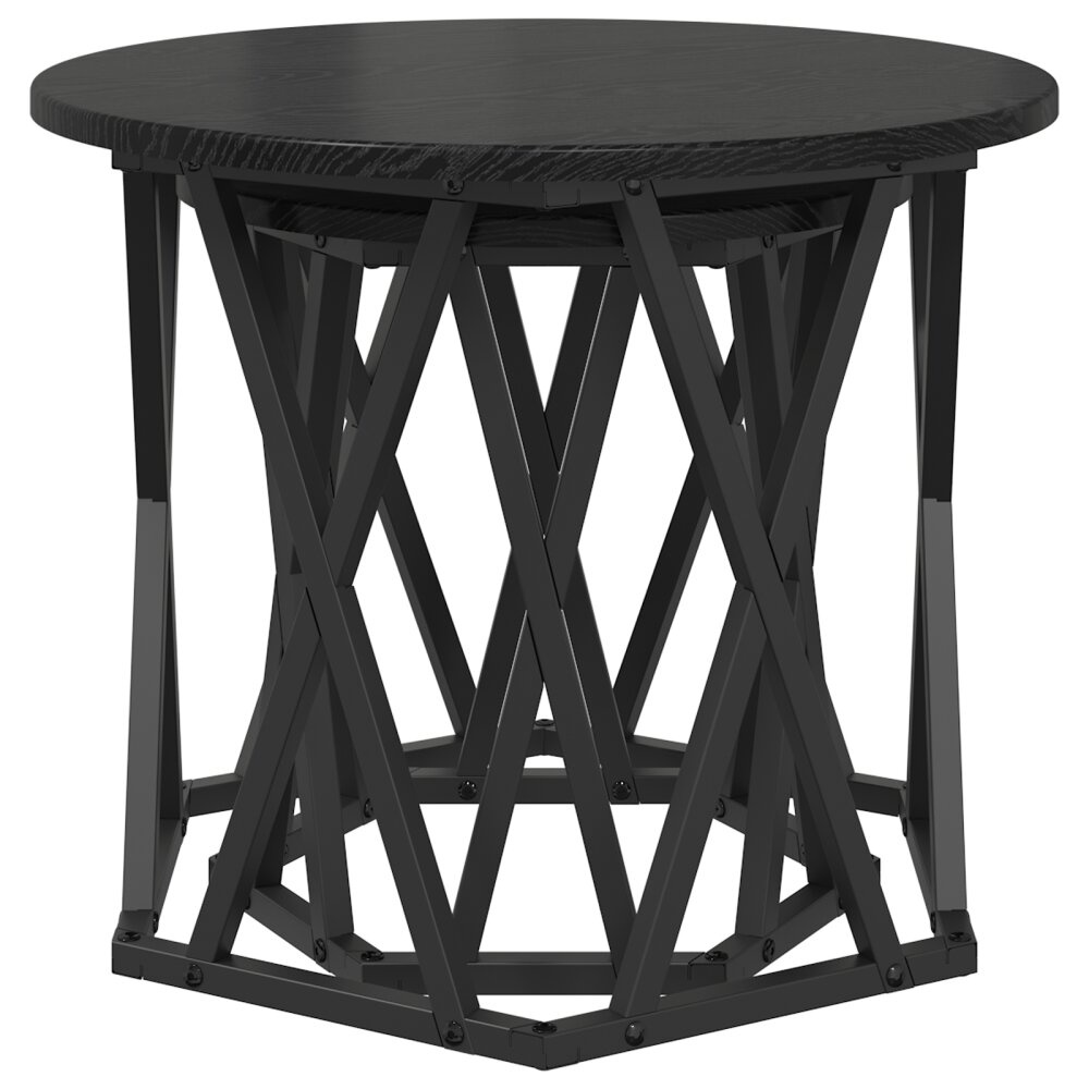 VidaXL 2-delige Bijzettafelset bewerkt hout zwart eikenkleurig