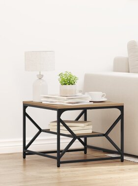 VidaXL Salontafel met Plank Artisan Eiken 51x50x40 cm Bewerkt Hout