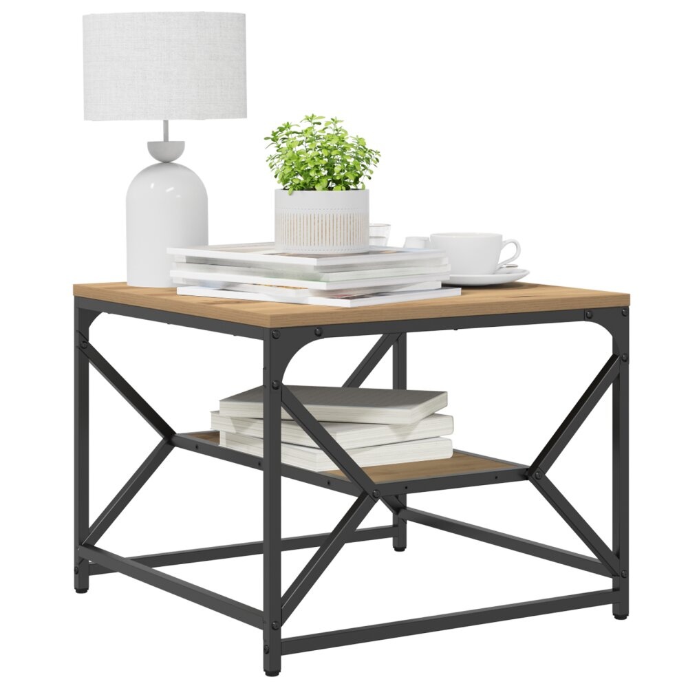 VidaXL Salontafel met Plank Artisan Eiken 51x50x40 cm Bewerkt Hout