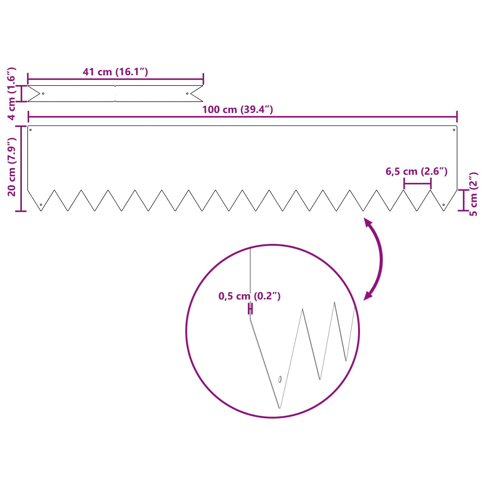 VidaXL Gazonranden 10 st 100x0,5x20 cm gegalvaniseerd staal