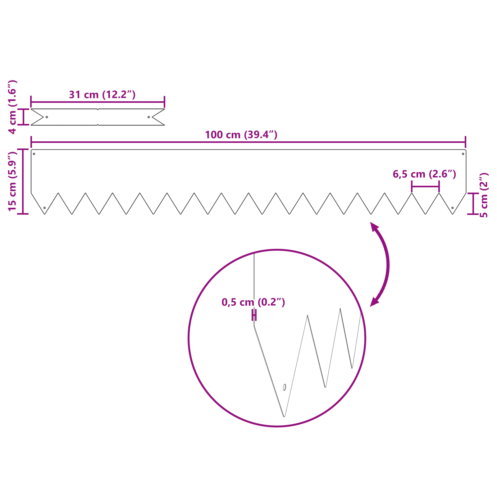 VidaXL Gazonranden 30 st 100x0,5x15 cm staal antraciet