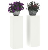 VidaXL Plantenstandaards 2 st pilaar 24x24x75 cm staal wit