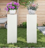 VidaXL Plantenstandaards 2 st pilaar 24x24x75 cm staal wit