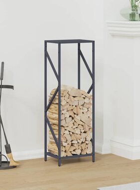 VidaXL Brandhoutrek 34x25x100 cm koudgewalst staal antracietkleurig