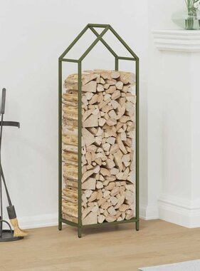 VidaXL Brandhoutrek 40x25x120 cm koudgewalst staal olijfgroen