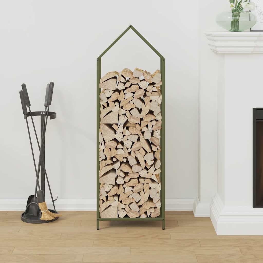 VidaXL Brandhoutrek 40x25x120 cm koudgewalst staal olijfgroen