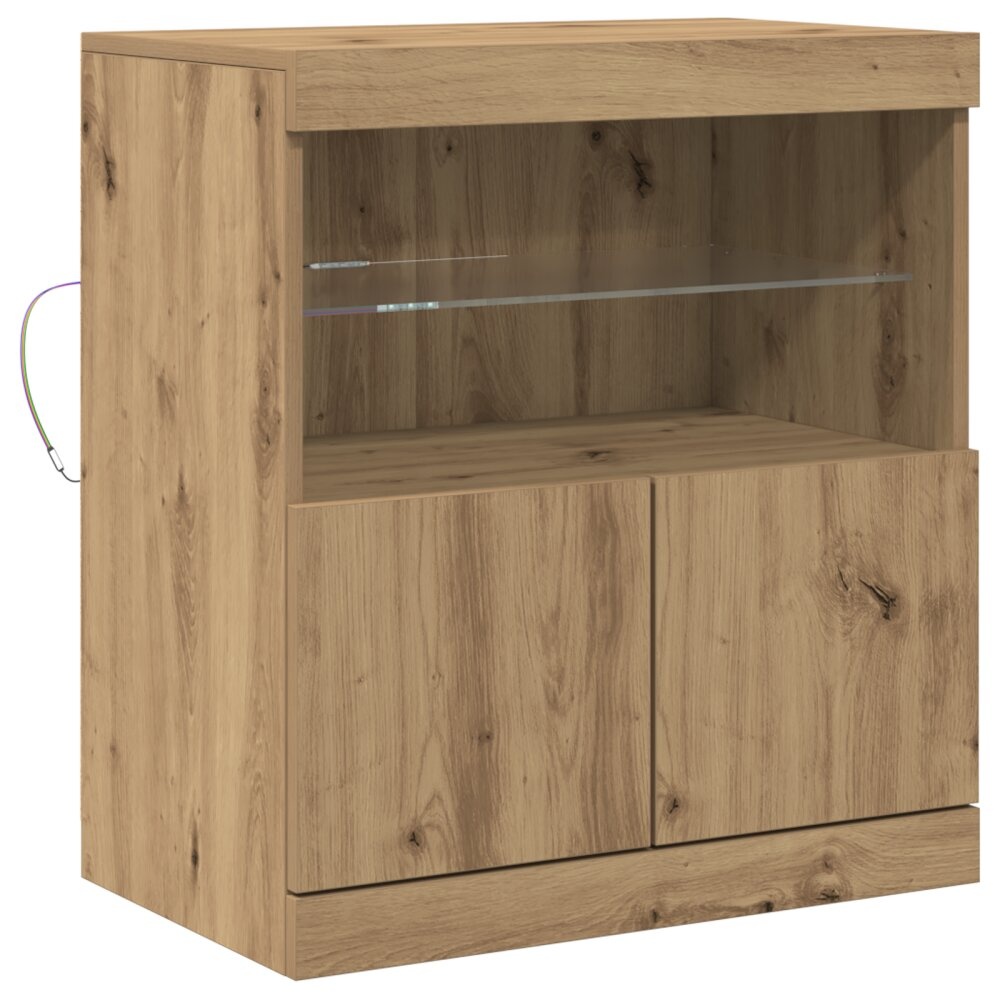 VidaXL Dressoir met LED-verlichting 60x37x67 cm artisanaal eiken