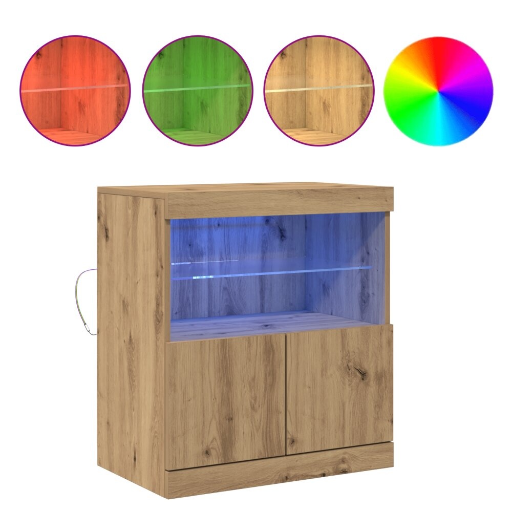 VidaXL Dressoir met LED-verlichting 60x37x67 cm artisanaal eiken