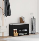 VidaXL Halbankje 60x30x45 cm bewerkt hout zwart eikenkleurig