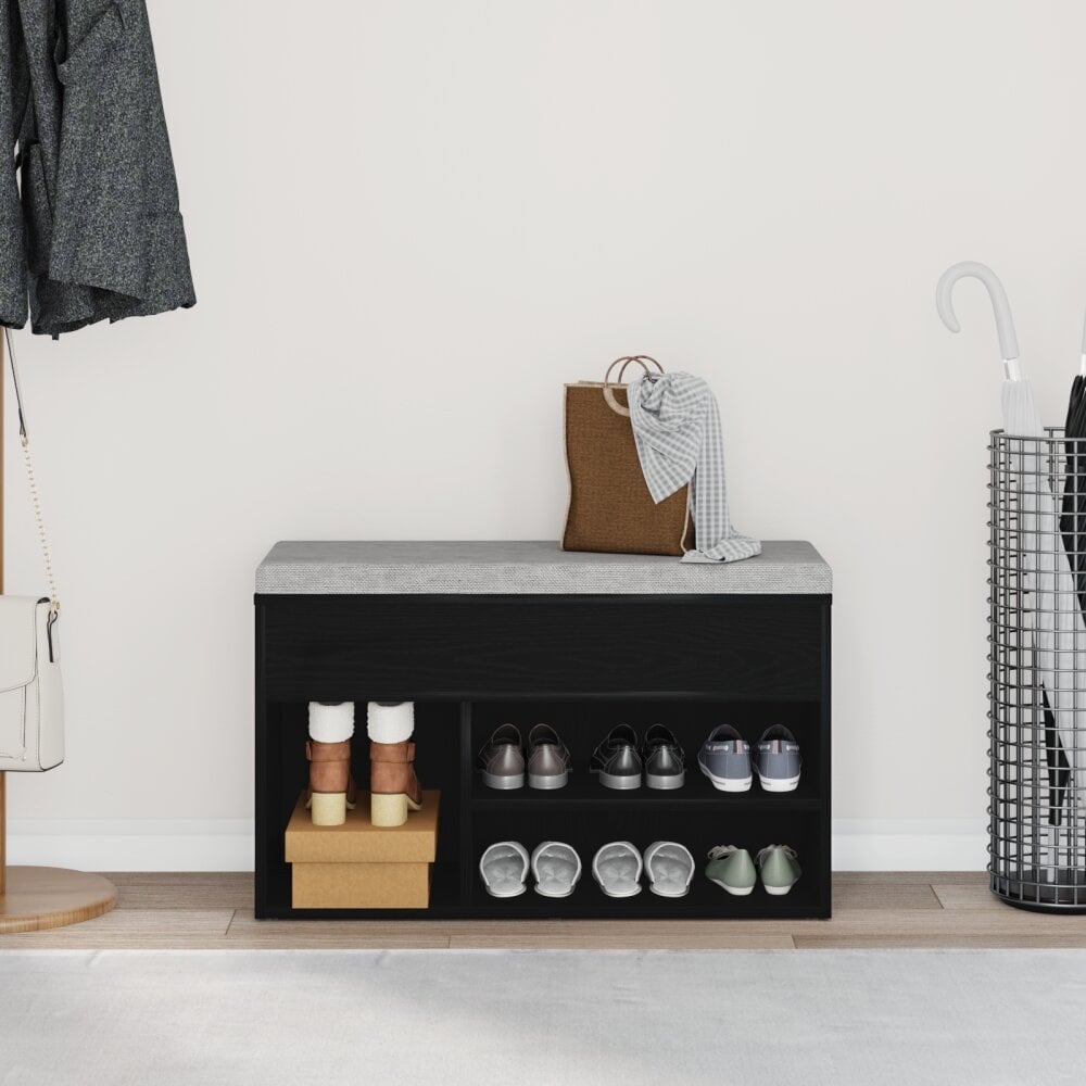 VidaXL Halbankje 60x30x45 cm bewerkt hout zwart eikenkleurig