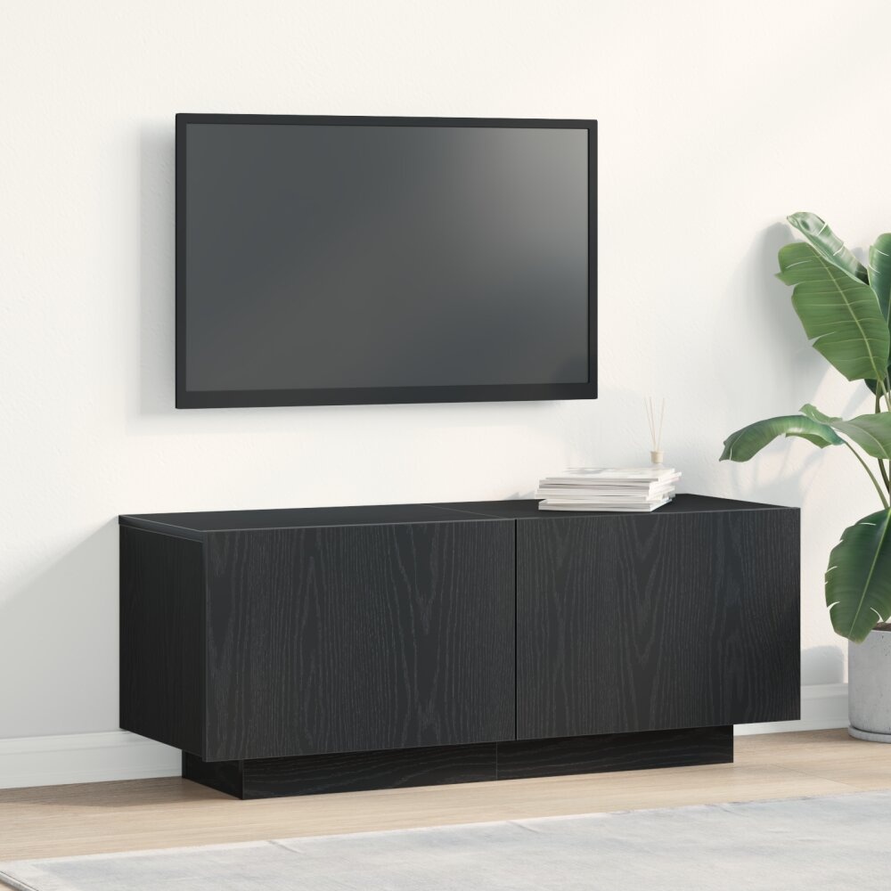 VidaXL TV Kast Zwart eiken Spaanplaat 100 x 35 x 40 cm Opslag TV Kast