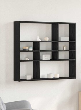 VidaXL Wandschap 90x16x78 cm bewerkt hout zwart eikenkleur