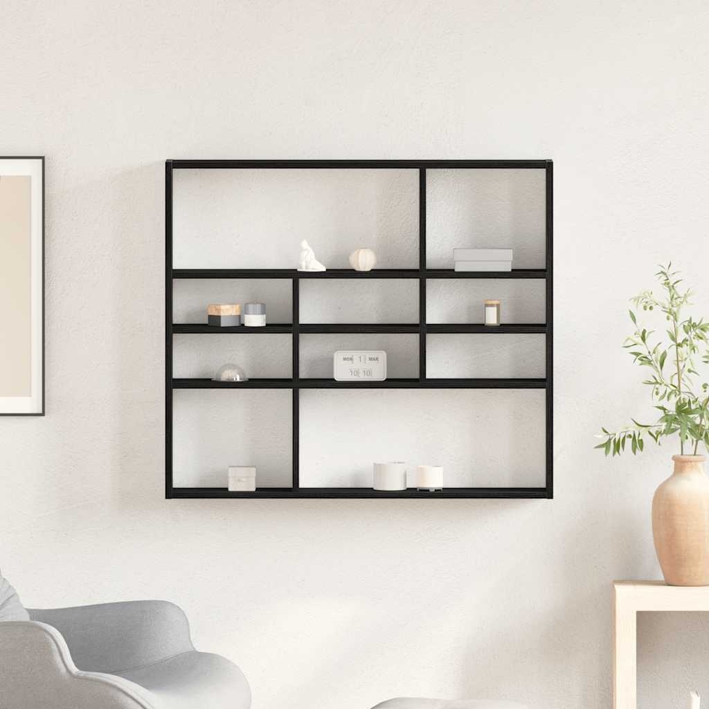 VidaXL Wandschap 90x16x78 cm bewerkt hout zwart eikenkleur