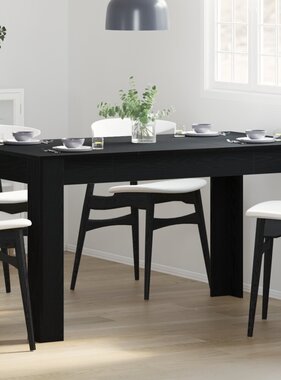 VidaXL Eettafel Zwart Eiken 140x74,5x76 cm Geengineerd Hout