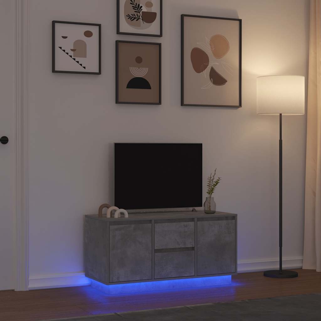 VidaXL Tv-meubel met LED-verlichting 100x41x50 cm betongrijs