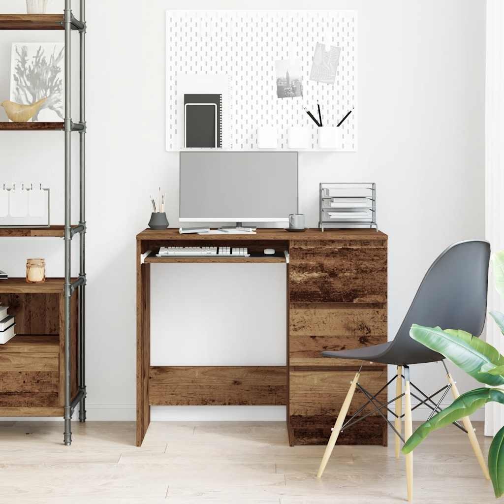 VidaXL Bureau 90x45x76 cm bewerkt hout oud houtkleurig