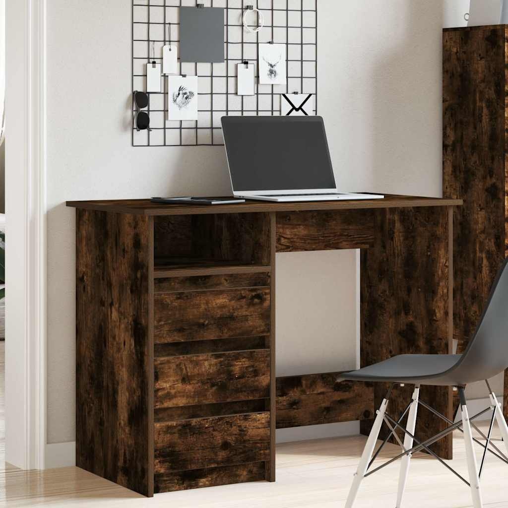 VidaXL Bureau 102x50x75 cm bewerkt hout gerookt eikenkleurig