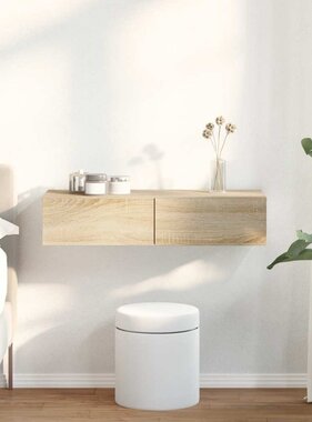 VidaXL Wandschap met lades 80x33x17 cm bewerkt hout sonoma eikenkleur