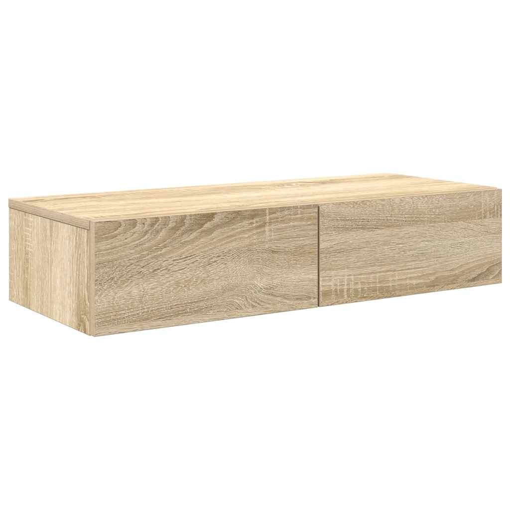 VidaXL Wandschap met lades 80x33x17 cm bewerkt hout sonoma eikenkleur
