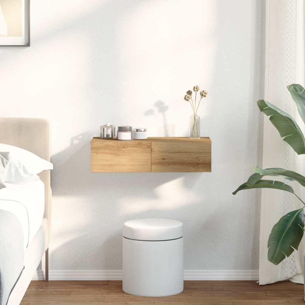 VidaXL Wandschap met lades 60x26,5x15 cm bewerkt hout artisanaal eiken